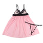 Delicate Pink Mesh Baby Doll with Thong (Plus Size)