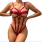 Sexy Red Adjustable Bondage-Inspired Bodysuit